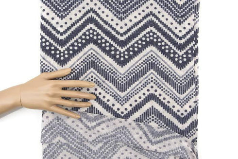 Heather Blue and Cream Chevron Sweater Knit Fabric 1 yard and 25 inches